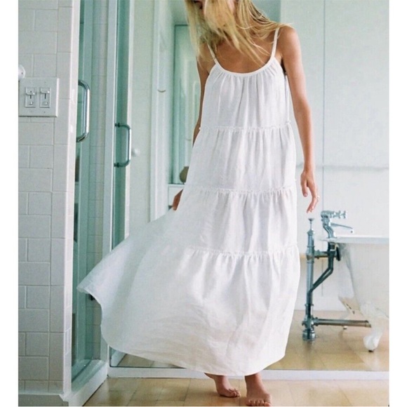 Eberjey Dresses & Skirts - Eberjey Dress Kesia Maxi Tiered Linen in White